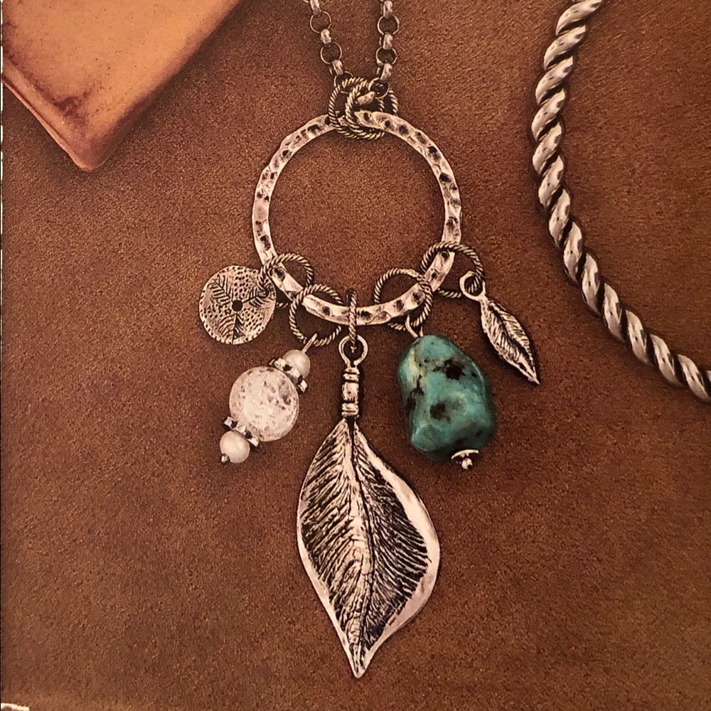 Vintage Silpada Sterling Silver Turquoise Pearl Crystal  Necklace N1556